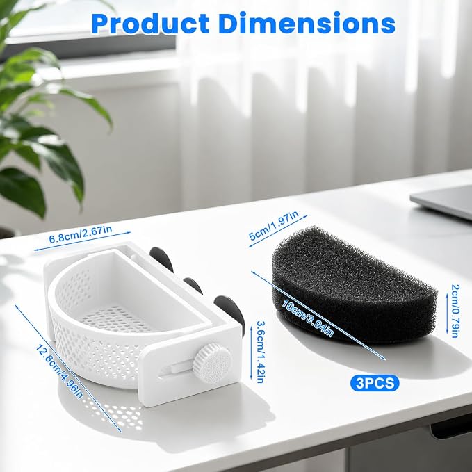 Aquarium Filter Baffle, Slow Flow Design, Fish Tank Flow Controller with 3 Suction Cups and 3 Sponge for Betta Fish Shrimp Tanks, White