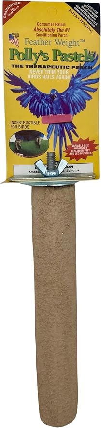 Polly's Pastels Nail Trimming & Beak Conditioning Safety Perch for Cockatiels, Cockatoos, Macaws, Parakeets, Budgies, Parrots and All Other Birds (Brown, Large-1 1/2" Dia. x 9" Long)