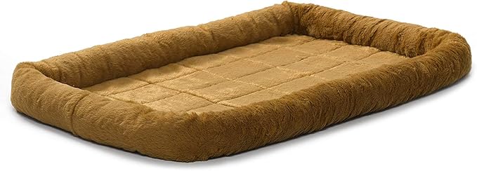 MidWest Homes for Pets QuietTime Dog Bed – Cinnamon Faux Fur Bolster, Ultra-Soft and Machine Washable, Fits 36-Inch Crates and Carriers, for Medium to Large Breed Dogs