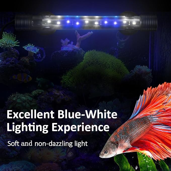 DaToo LED Aquarium Light 3 W Underwater USB Fish Tank Light White and Blue Submersible Aquarium Light 7in