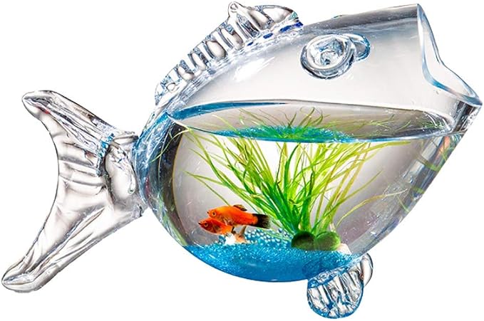 Fish Bowls Creative Fish Tank Aquarium Fish-Shaped Glass Fish Tank Goldfish Tank Living Room Turtle Tank Fish & Aquariums-M, Medium