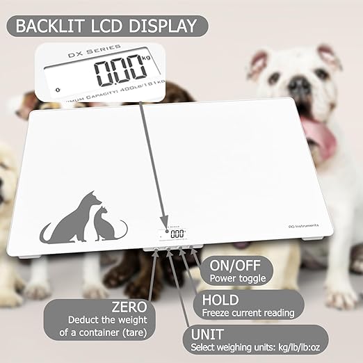 Digital Weighing Scale for Large Dogs Cats, Vet Scale, Scale for Animals Pets, 400lb x 0.1lb, Veterinary Scale, Extra Large 39 x 23 in, for Labrador Golden Retriever German Shepherd, Tempered Glass