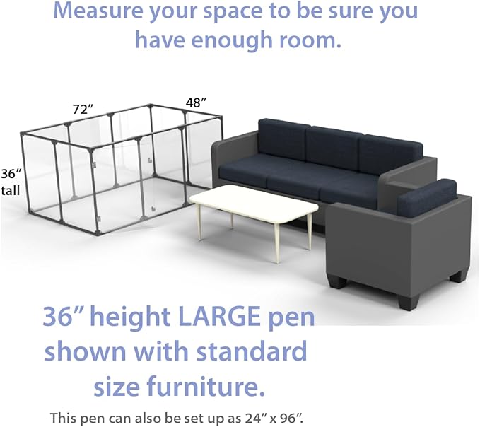 Clearly Loved Pets 36" Tall Large Lucidium Pet Pen, Gunmetal