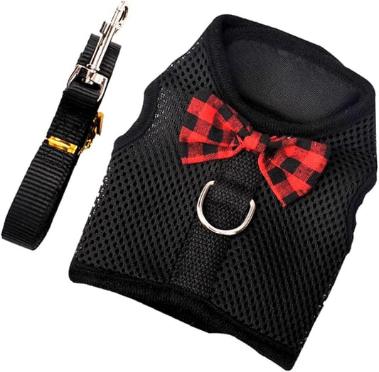 Beaupretty Small Animal Pet Vest Harness with Breathable Mesh, No-Pull Chest Strap for Rabbits, Guinea Pigs, Squirrels, Black Large (Chest 35-40cm)