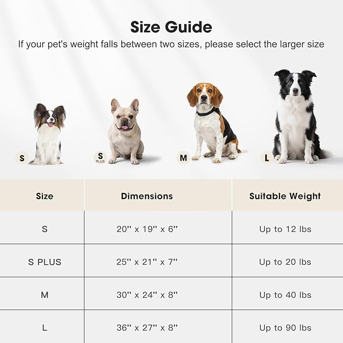 MIXJOY Dog Bed Large Size, Washable Large Dog Beds with Removable Cover, Rectangle Pet Beds for Big Dogs, Soft Warming Calming Pet Bed with Non-Slip Bottom, 36"x27"x8", White