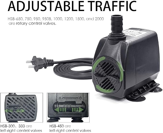 60GPH 2.5W Mini Submersible Fountain Pump for Aquarium,Fountain,Tank | Ultra quiet, high lift, fully indoor & outdoor water pump waterproof submersible pump equipped with adjustable flow control.
