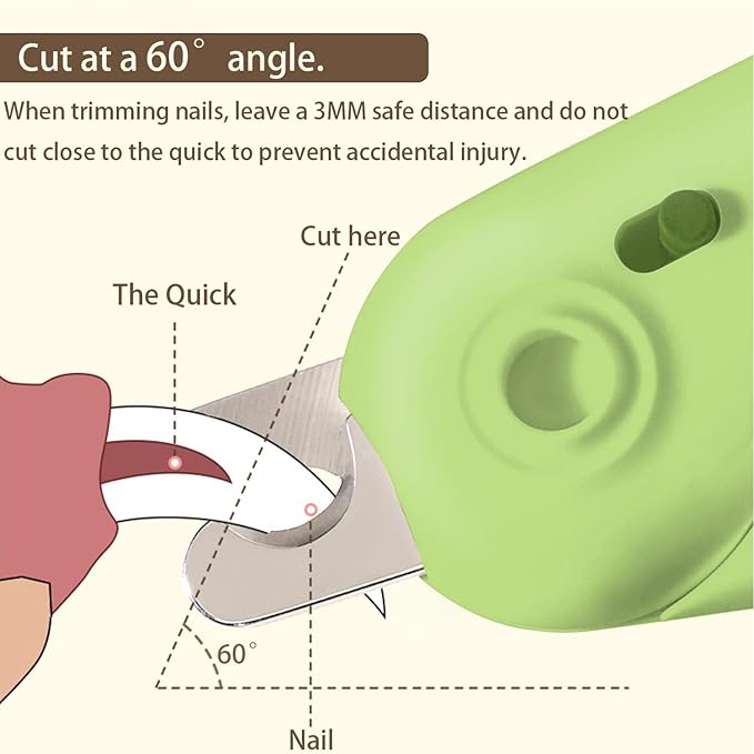 LED Dog Nail Clipper with Light, Illuminate Nails and Bloodline for Safe Trimming, with Nail File, Transparent Guard and Safety Lock, Suitable for Cats and Dogs-Green