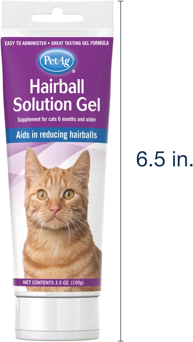 PetAg Hairball Solution Gel Supplement for Cats - 3.5 oz - Helps Prevent and Reduce Hairballs in Cats 6 Months and Older