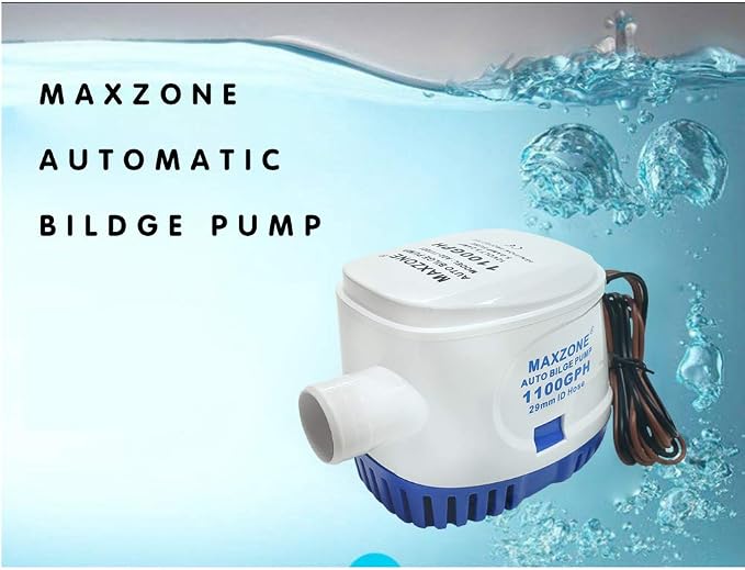 Automatic Submersible Boat Bilge Water Pump 12v 1100gph Auto with Float Switch, 1-1/8" Outlet, Compact Marine Boat Yacht