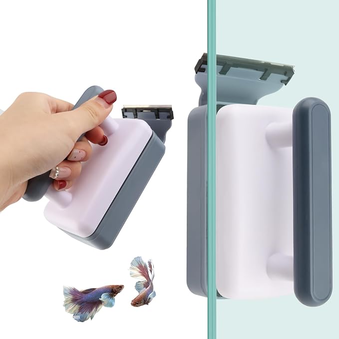 Aquarium Magnetic Glass Cleaner, Double-Side Algae Scraper | Floating Fish Tank Algae Scraper with Detachable Scraper for 0.2-0.6 Inch Thick Glass Aquariums Tank, Comfortable Grip Handle