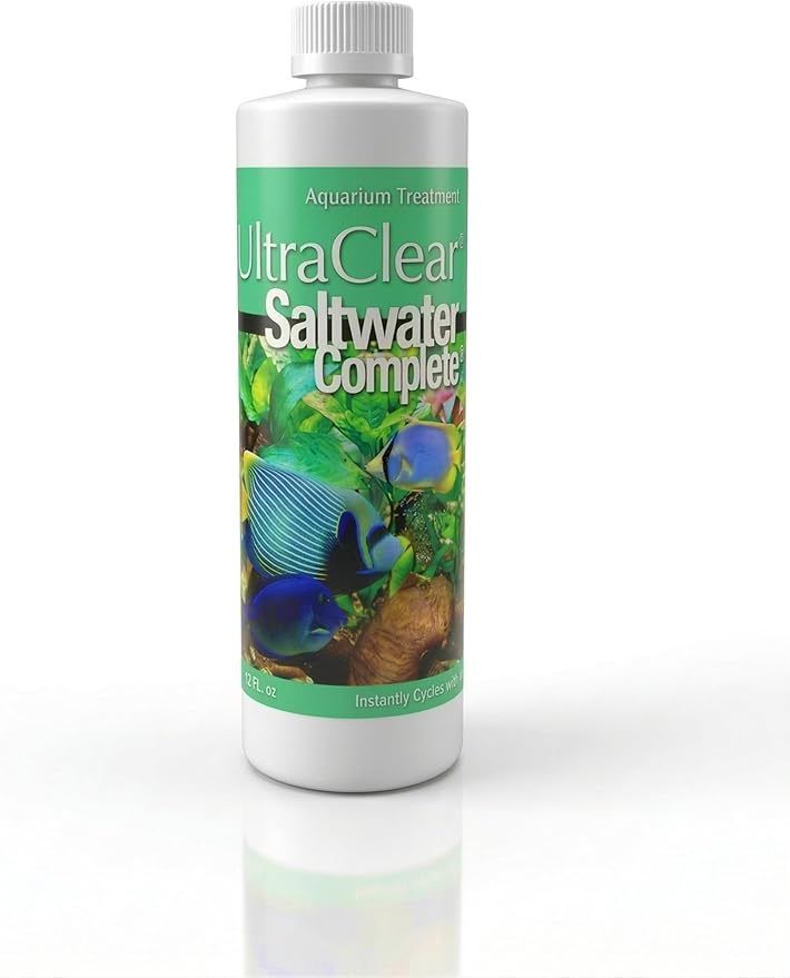 Saltwater Complete – Live Nitrifying Bacteria Blend for Saltwater & Reef Aquariums - Instant Cycle Marine Tank Starter - Removes Ammonia Nitrite - Clarifier - Safe for Fish Coral Invertebrates - 12oz