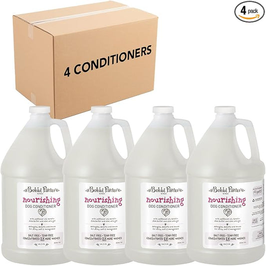 Bobbi Panter Nourishing Dog Conditioner Safflower Oil, Keratin, Shea Butter & Aloe Vera – Detangling Natural Formula for Soft, Smooth & Manageable Coat, 10:1 Concentrate, 1 Gallon (Case of 4)
