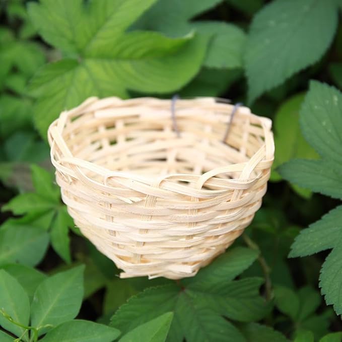 Bird Nest,Bamboo Wicker Woven Canary Nest Pans,Small Bird Nest Boxes Cage,Hanging Bird Bedding Nesting Cage Accessories for Dove Pigeon Parrot Budgie, Parakeet Nest