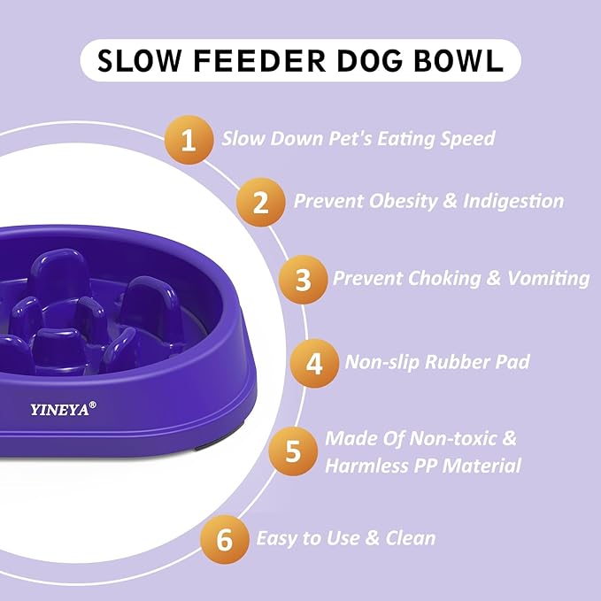 YINEYA Anti-Choking Slow Feeder Dog Bowls Small Size Dog, Slow Feeder Cat Bowl, Supplies and Puzzle for Pet