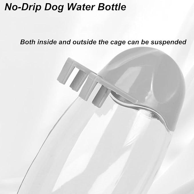 No-Drip Water Bottle/Feeder for Hamsters/Guinea Pigs/Ferrets/Rabbits/Cats and Dogs, Small Animals and Small Pets - for Use in Cages, Crates or Suspension Mounts.13.5 oz. Nozzle 10 mm, Grey