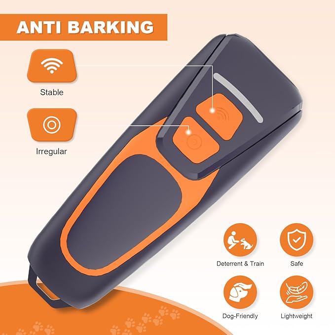 Dog Bark Deterrent Devices, Ultrasonic Anti Barking Device for Dogs, Up to 50FT Long Range Rechargeable Bark Control Safe for Dogs & Human Portable Indoor Outdoor