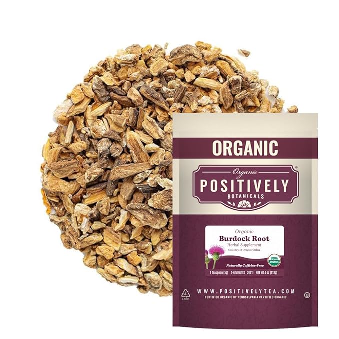 Organic Positively Botanicals Company, Burdock Root, Herbal Tea Loose Leaf Botanical, 4 Ounce