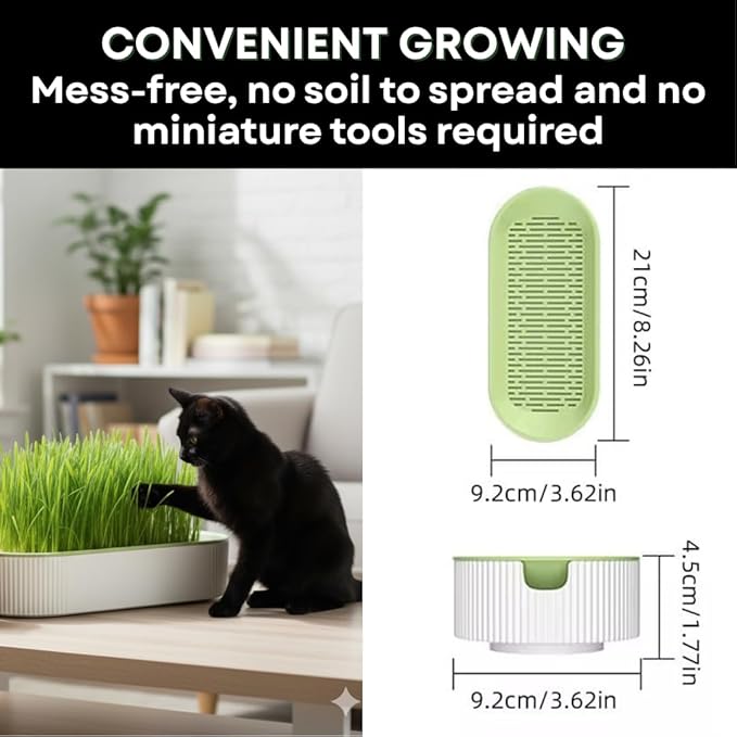 2 Hydroponic Growing Planters for Gardeners - Indoor Home Soil-Free Planter for Cat Grass, Herbs & Microgreens – Sprouting Container - Office Gift Exchange - No Seeds Included (2)