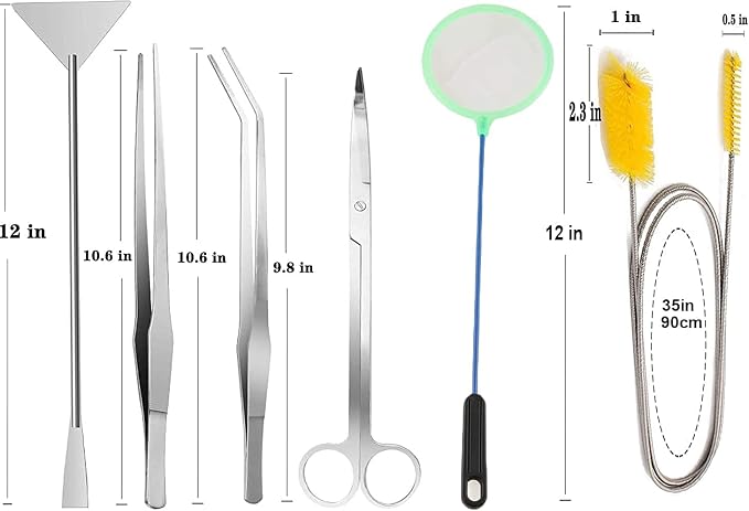 7 in 1 Aquarium Aquascaping Tools Kits,Stainless Steel Aquarium Plant Tools Tweezers Scissors Scrapers for Aquarium Tank Clean Fish Tank Aquascape Tools Sets