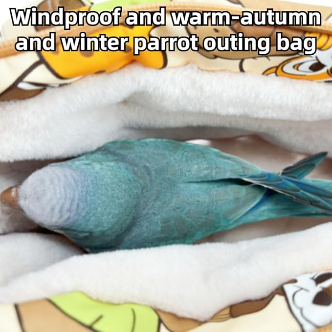 Warm Bird Carrier Bag for Winter Shoulder/Hand Bag Outdoor Portable Travel Carrier with Air Holes for Parakeets Lovebirds Conures Quarkes Caique (Grey,Large)
