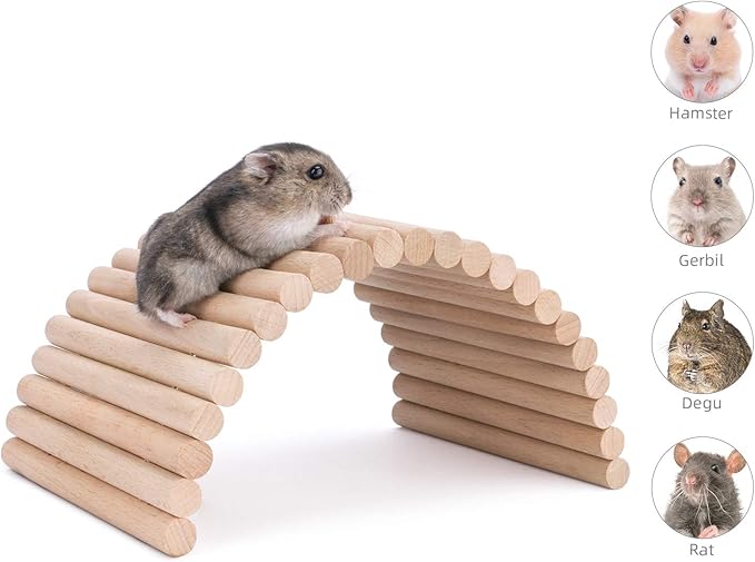 Niteangel Hamster Climbing Ladder Wooden Suspension Bridge for Guinea Pigs Rats Hedgehog Gerbils Mouse Sugar Glider and Other Small Animals (Small)