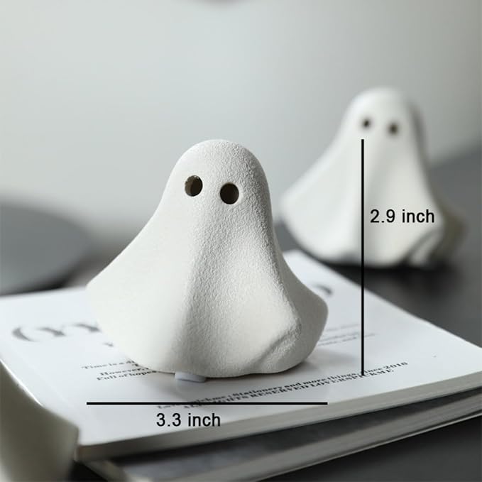 OwMell Ghost Statue Figurine, Halloween Fish Tank Decor Aquarium Decoratio | Ceramic, Non-Toxic, Ghost Small Fish Tank Ornament, Micro Landscape Decor