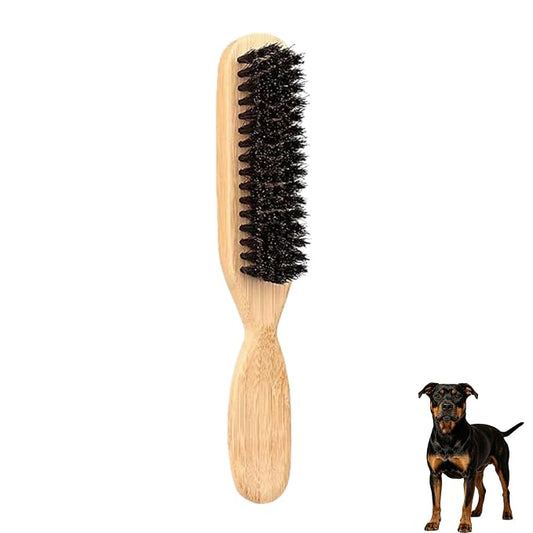 Soft Boar Bristle Dog Brush for Short Haired Dogs - Made of Bamboo, Gentle Deshedding & Grooming Tool, Ideal Dog Hair Brush for Pets, Dog Brushes for Grooming and Shedding （Large）