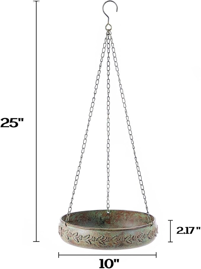 HLQMFHT Hanging Bird Baths for Outdoors, Outdoor Bird Bath, Metal Bird Feeder, Back Yard, Deck,Patio Garden Decoration