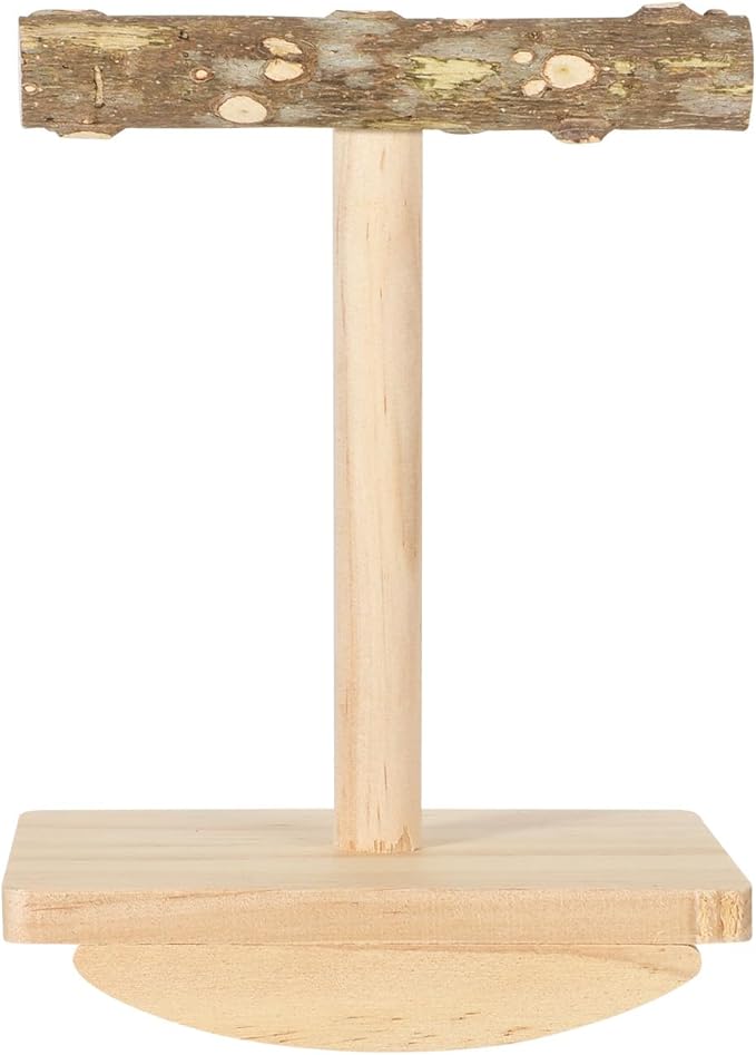 Natural Wood Bird Perch Stand Training, Rocking Perch for Birds, Intelligence Puzzle Enrichment Toys for Parakeets, Parrot Perch Stand for Cockatiels, Budgies, Conures, Bird Playground Accessories