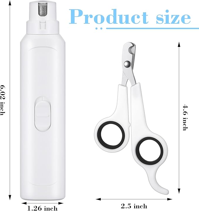 Lasnten 2 Pcs Bird Nail Grinder with Clipper Bird Nail Trimmer File Pet Grooming Tool for Parrot Budgerigars Parakeets Myna Conure Finches Lovebirds(White)