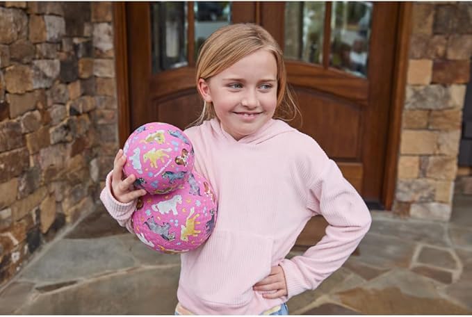 Crocodile Creek Playground Ball - Durable Rubber Ball for Kids Ages 3 and Up - Bouncy Inflatable Ball for Kickball, Indoor Games, and Outdoor Sports - PVC-Free - Pretty Ponies - 7-inch Diameter
