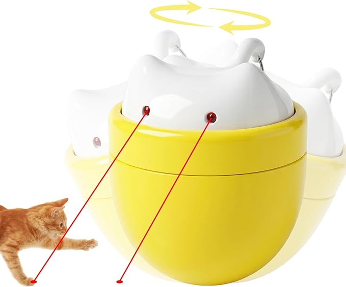 Automatic Cat Laser Toy for Indoor Cats with Double Laser & One-Tap Button - Self-Rotating Interactive Rechargeable Laser Cat Chaser