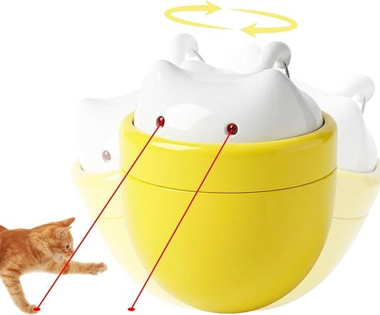 Automatic Cat Laser Toy for Indoor Cats with Double Laser & One-Tap Button - Self-Rotating Interactive Rechargeable Laser Cat Chaser