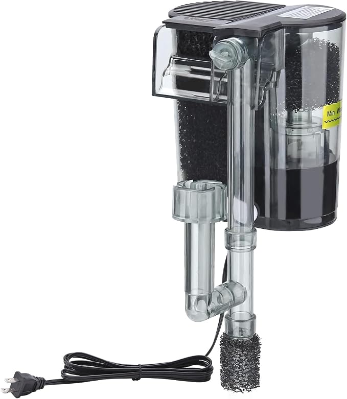 hygger Hang On Back Aquarium Filter, Fish Tank Filter for Tank Up to 5 Gal | Small Waterfall Filtration System, Adjustable Water Flow with Surface Skimmer, Replaceable Sponge Quiet Hanging Filter