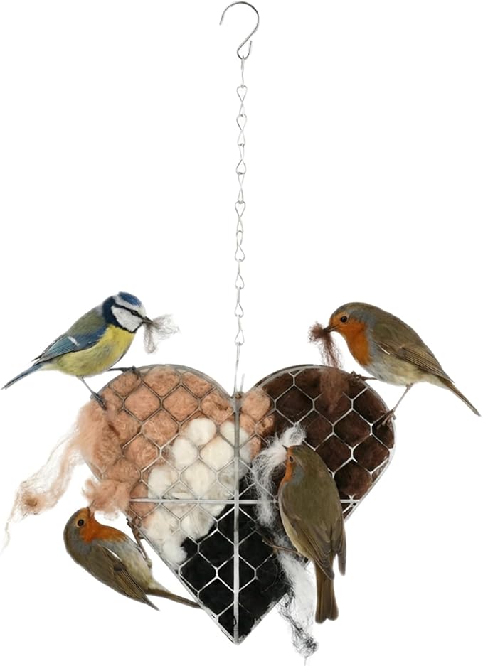 Handmade Fiber Bird Nesting Heart, Refillable Birds Haven Heart Shape Hummingbird Nesting and Nest Materials, for Wild Bird, Hummingbird Houses Nest Boxes Gifts