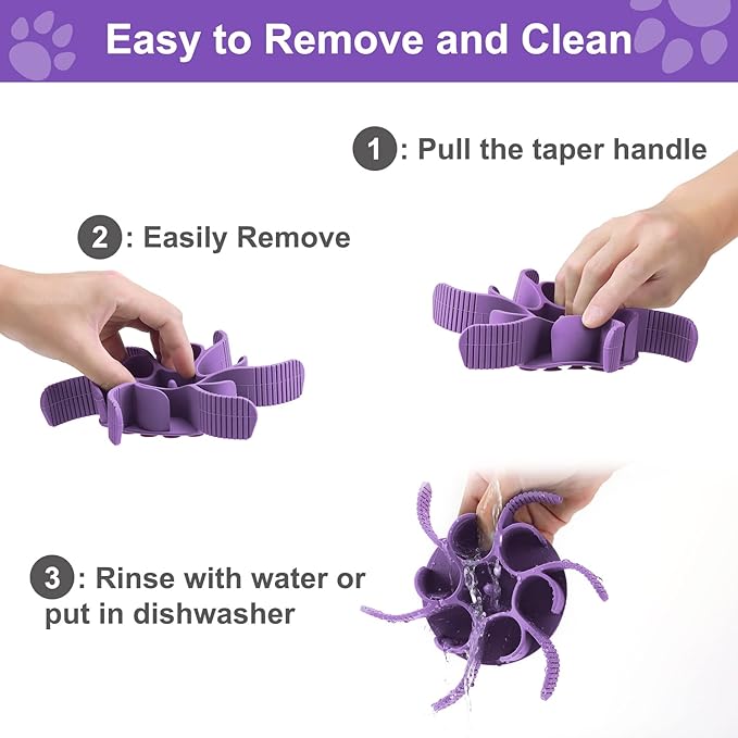 Anipaw Dog Slow Feeder Bowls Silicone Spiral Pet Food Feeder Insert to Slow Down Eating for Large Medium Small Breed Dogs Perfect with Stainless Steel Glass Ceramic Pet Bowls (Purple)
