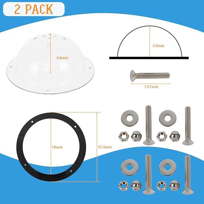 2 Pack Dog Fence Window with Air Holes Clear Pet Bubble View Dome Door Peek Small Round Window for Doggie/Cat/Horse Outside Playground Garden Diameter 12.44 Inch Deep 4.92 Inch