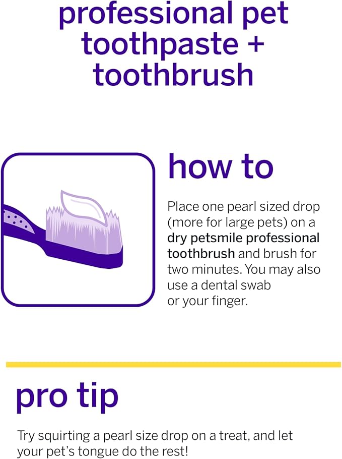 petsmile Professional Pet Teeth Brushing Kit for Cats & Dogs - VOHC Accepted Toothpaste & Patented Toothbrush - Proven to Control Plaque & Tartar Calprox Formula (London Broil, 4.2 Oz)