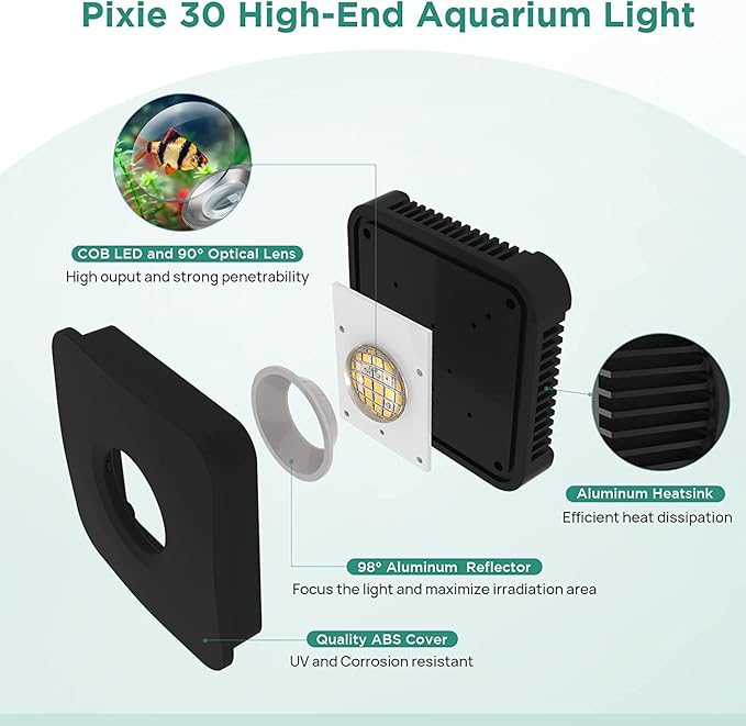 Lominie LED Aquarium Light, Full Spectrum Fish Tank Light, Clip on Freshwater Planted Light Adjustable Gooseneck for Freshwater Coral Fish Tanks, Dimmable Nano Refugium Tank Light Supports Remote Wifi