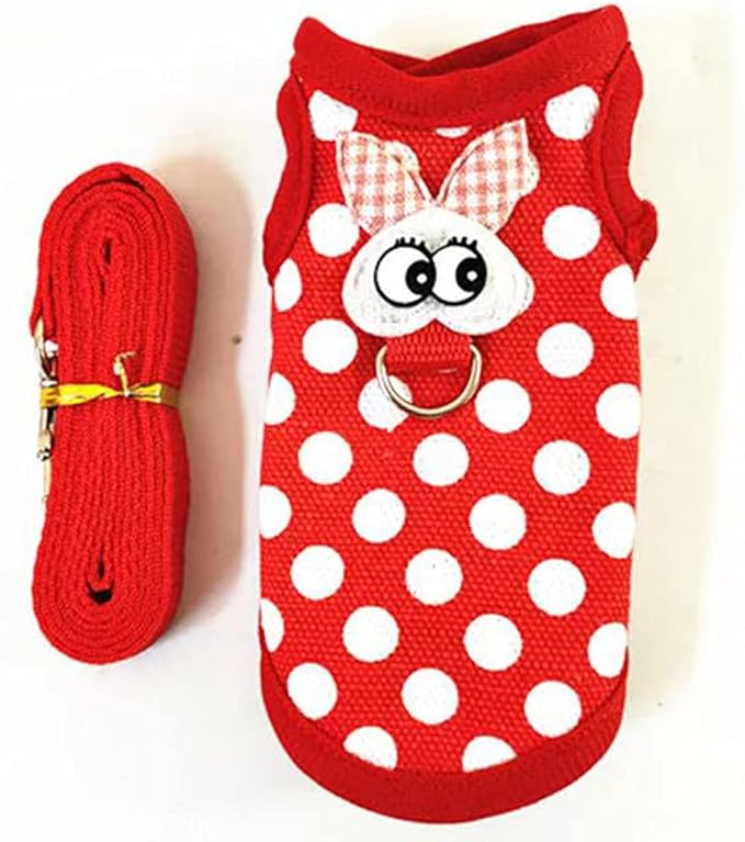 Christmas Small Animals Harness Santa Hamster Clothes Guinea Pig Harness and Leash Set Small Pet Clothes for Rats Kitty Mini Dog Hedgehog Squirrel and Small Breeds,M