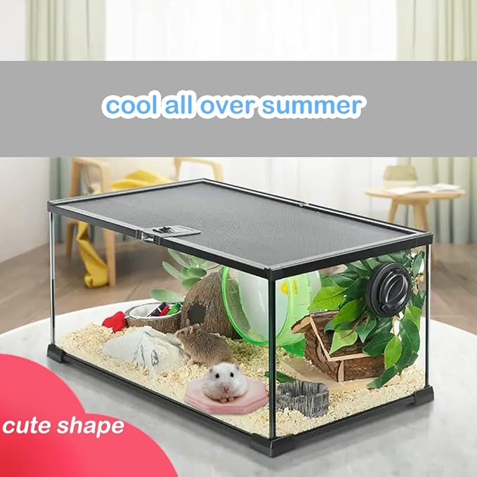 DQITJ Hamster Ceramic Summer Cool Plate Pet Heat Dissipation Plate Octagon Shape Cooling Mat for Hamster and Small Pets (Pink, Diameter 3.6")