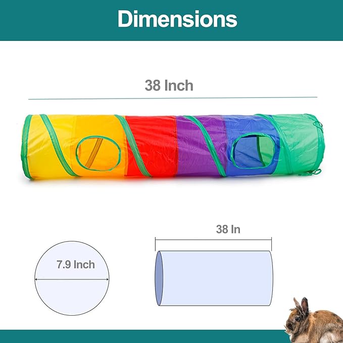 Rabbit Toys, Large Bunny Hideout Tunnel and Tube with Chew Toys for Grinding Teeth Apple Sticks Bamboo Carrot Loofah and Grass Ball for Rabbit Guinea Pig Chinchilla Ferret Rat