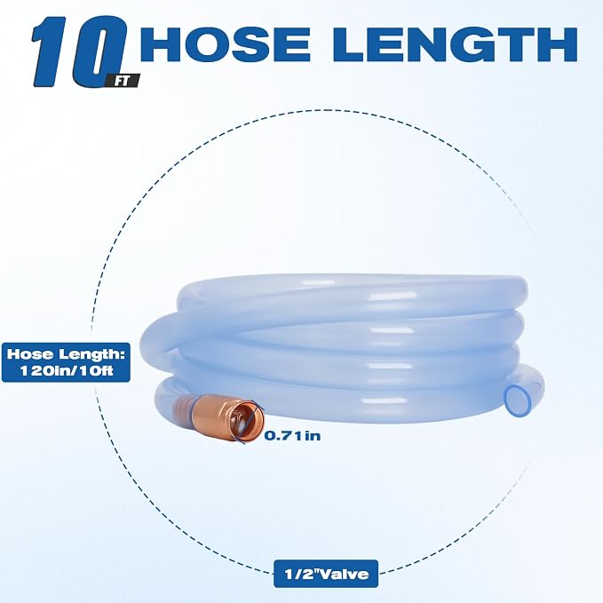 Shaker Siphon Hose 1/2",Gas Siphon Pump for Gasoline/Fuel/Water Transfer,Safety Self Priming Hose (10ft) (Pack of 2)