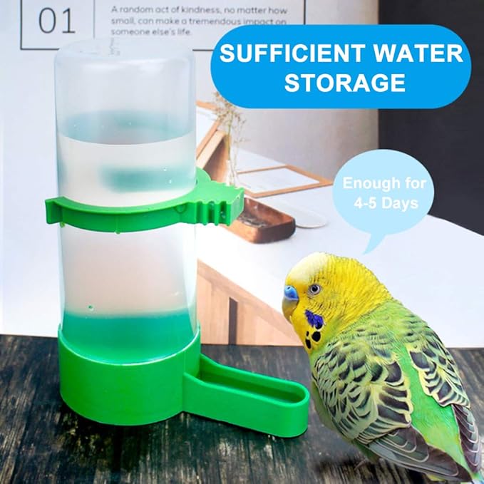 Bird Feeder, Bird Water Dispenser for Cage, 2PCS Automatic Bird Water Feeder with 1PCS Food Feeder for Cage Pet Parrot Budgie Lovebirds Cockatiel Automatic Bird Feeder (2pcs 60ml + 1pcs 150ml)