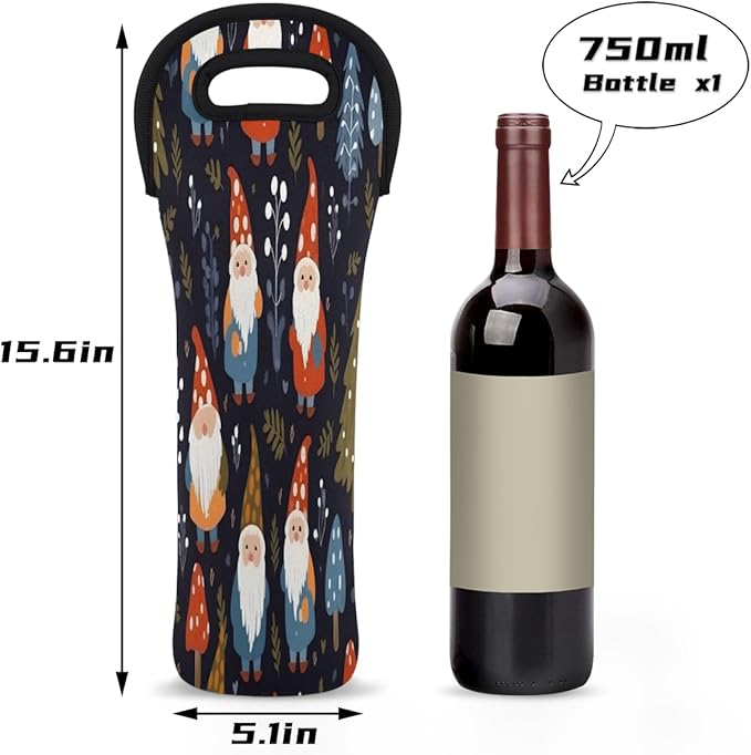 Christmas Santa Claus Tree Wine Bag Single Bottle Wine Tote Bag Neoprene Wine Carrier Bags with Carry Handle Portable Wine Bottle Holder for Travel Party Picnic