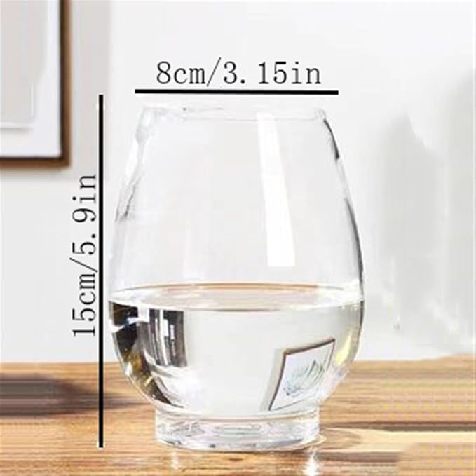 Fish Bowl Fish Tank Transparent Oval Small Fish Tank Glass Turtle Tank Ecological Tank Aquatic Plants Home Desktop Ornaments Living Room(Small)