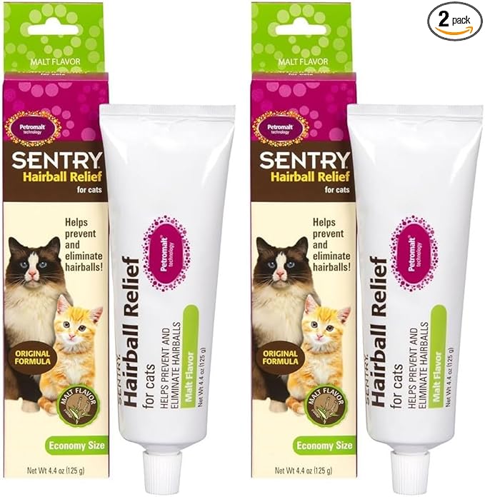Sentry PET Care Hairball Relief for Cats,Malt Flavor,4.4 Ounces,(Pack of 2)