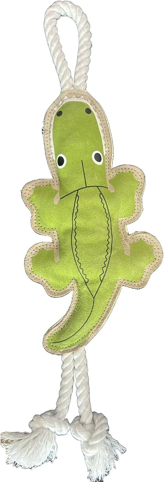 Fuzzl Eco Leather Crocodile Toy Natural and Tough Dog Toys - Long Lasting Chew Toys for Aggressive Chewers - Strong Dog Toy for Dogs and Puppy