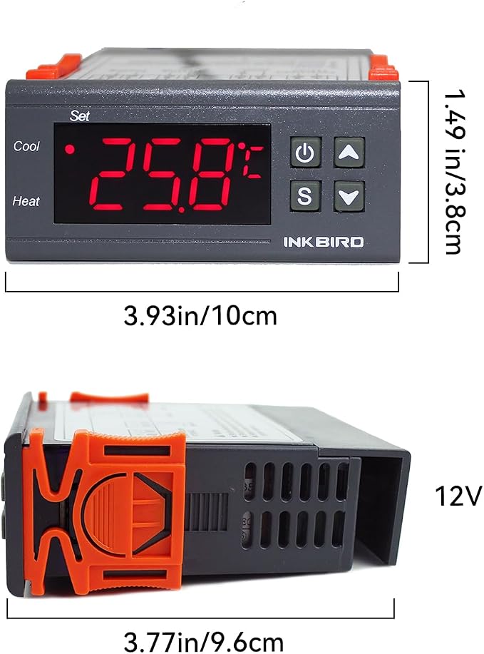Inkbird Dual Stage DV 12V Digital Temperature Controller Fahrenheit Thermostat Heating and Cooling for Homebrewing Brew Fermenter Fridge Incubator Greenhouse