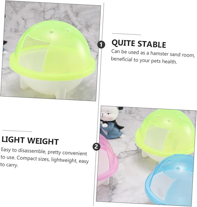 Sosoport 3pcs Transparent Hamster Sand Bath Room Small Pet Bathroom Container for Hamsters Chinchillas and Gerbils Easy to Observe and Bright Colors for Bathing and Dust Bathing
